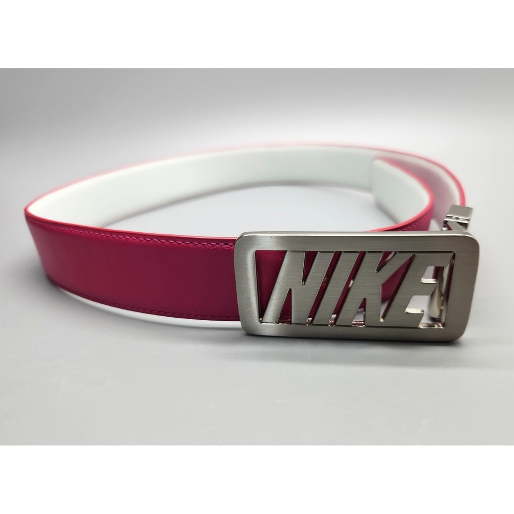 Women's Nike Golf Leather Belt Pink White w/ Silver Buckle Extra Small 30"